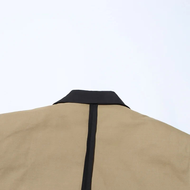 Women Blazer Elegant Contrast Color Deconstructed Trendy Multi-pocket Safari Style Patchwork Design Niche Suit-Coat HK25482