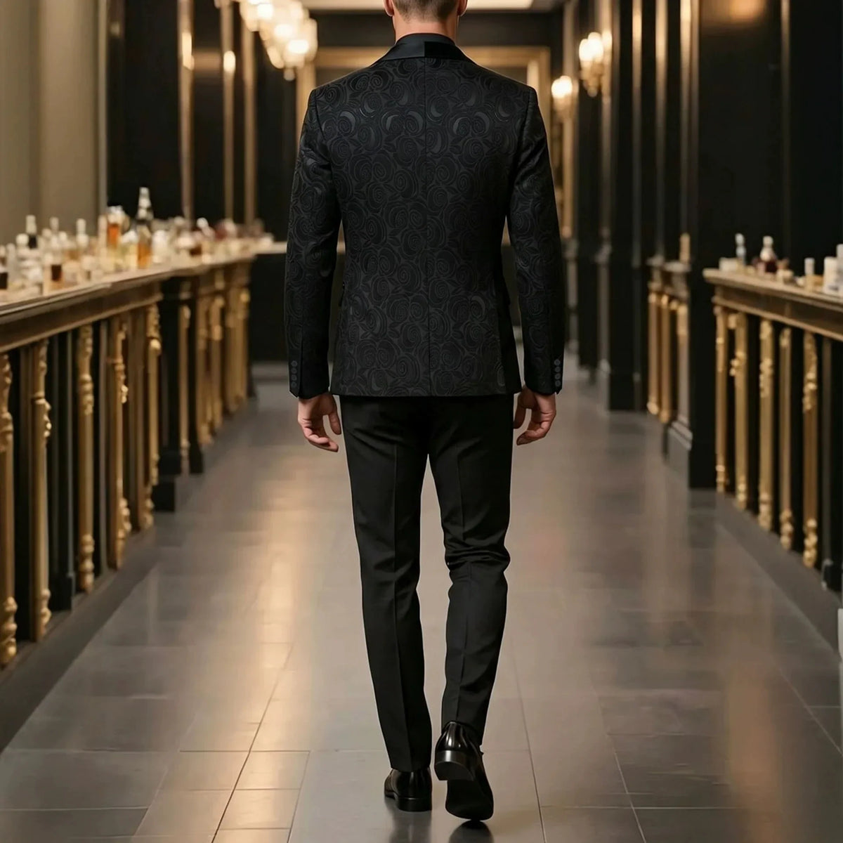 New Gentleman Men's 3‑Piece Jacquard Suit Set Blazer Vest Pants  Formal Outfit Tuxedo For Wedding Banquet Evening Party Occasion