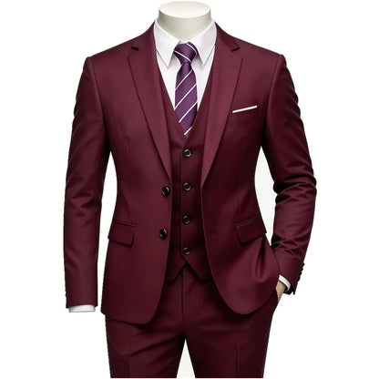 Classic Men'S 3Piece Suit Set, Consisting of a Suit Jacket, Vest, And Trousers. Suitable for Weddings, Business, Evening Parties