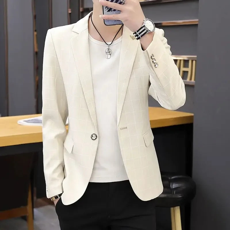 Party Linen Gray Men's Suit Jackets Single Breasted Coat Male Blazer Summer New in Simple Clothing Fashion 2025 Casual Classic