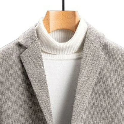 KIDWHXR Man Suit Coat Slim Single-breasted Pocket Male Outerwear Simple Solid Long Sleeve Business Office Casual Men Blazer