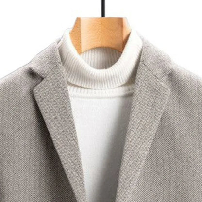 KIDWHXR Man Suit Coat Slim Single-breasted Pocket Male Outerwear Simple Solid Long Sleeve Business Office Casual Men Blazer