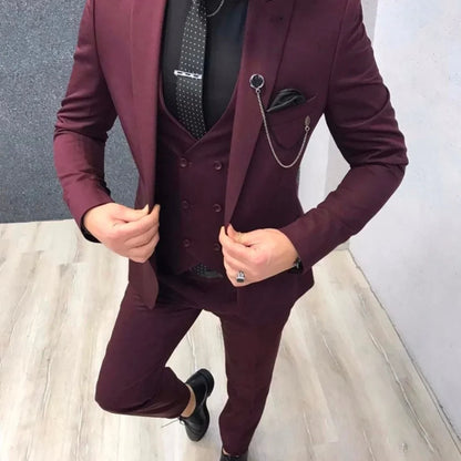 2023 Slim Fit Wedding Groom Tuxedo Suits 3 Pieces Set for Men Formal Business Party Blazer Bridegroom Groomsmen Suit New Arrival