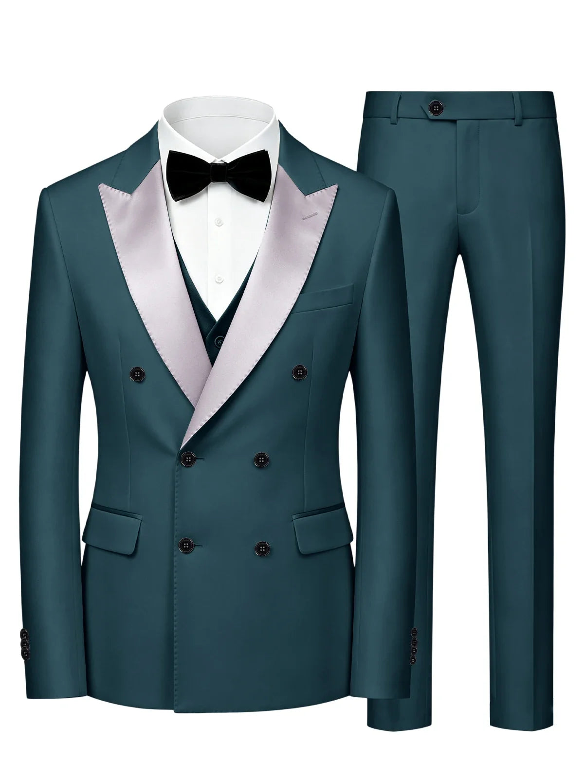Men's Double Breasted 3 Piece Suit – Slim Fit Tuxedo Set for Weddings & Formal Events