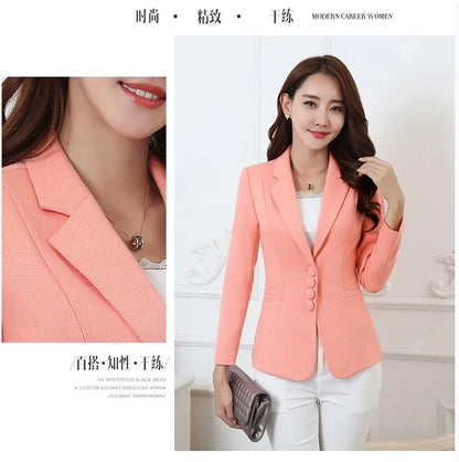 Fashion Women Blazers Jackets Work 2025 Office Lady Suit Slim Single Breasted Business Female Blazer Coats Formal Veste Femme