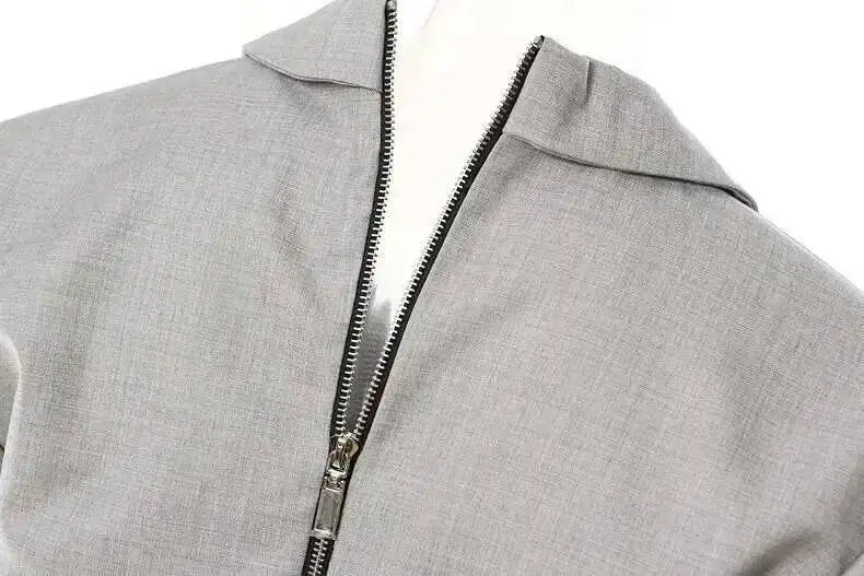 2026 Spring Autumn New Women Jacket Niche Design Pleated Zipper Blazer Stylish Elegant Fashion Coat High-end Jumpsuit H2720