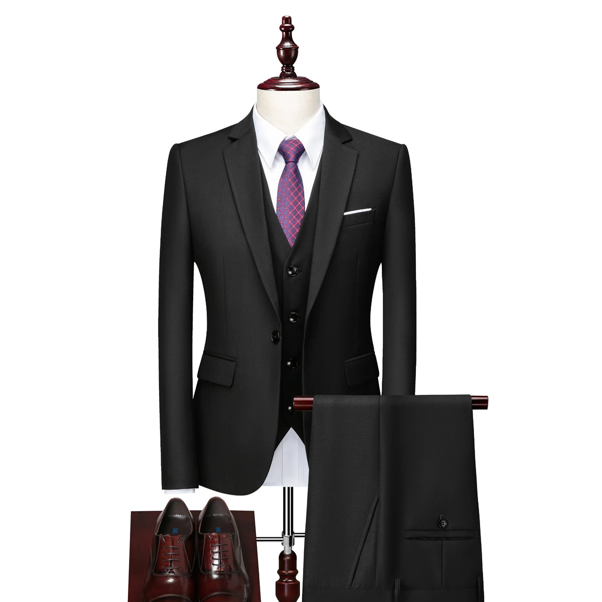 Men's 3-Piece Formal Suit – Blazer, Vest & Pants for Weddings & Business