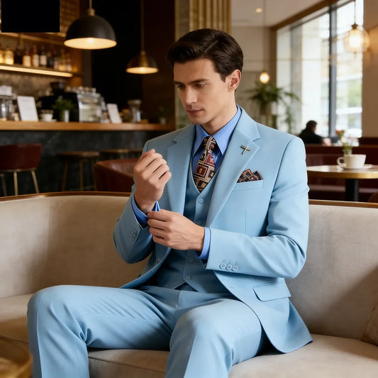 Men's 3-Piece Suit Single Breasted Lapel Blazer Vest Pants for Wedding & Business