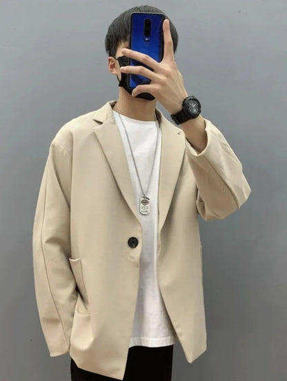Casual Suit Jacket Early Spring Light Mature Style Men's Korean Trendy Single Blazer Suit Set