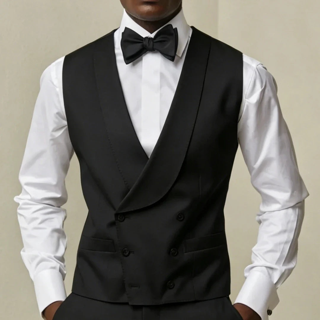 Men's Double Breasted Vest – Formal Waistcoat for Weddings, Banquets & Business