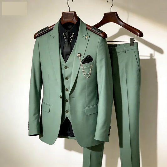 3 Piece Men's Wedding Suit Slim Fit Peak Lapel Blazer Groom Tuxedos Formal Male Suit For Party Prom(Jacket+Vest+Pants)Men Outfit