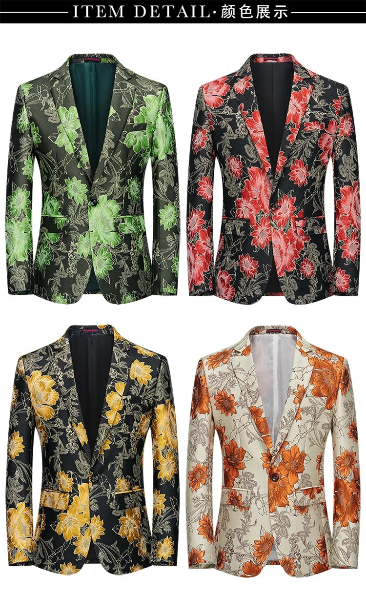 Men's High-Quality Fashion Suit Handsome Personality Stage Performance Banquet Business Casual Wear