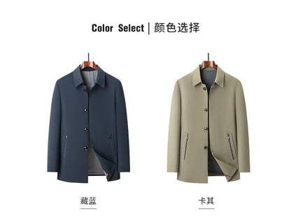 Men's 2025 Spring Fashion Handsome Trend Solid Color All-in-One Casual Business Jacket Loose Simple Lapel Top Coat