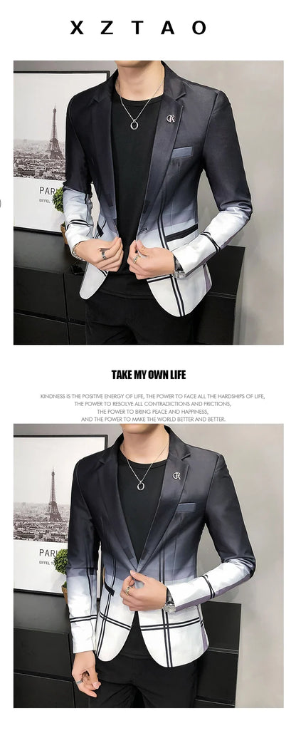 Men's Blazer Suit Jacket 2025 Spring New Fashion Korean Slim Suit Jacket Social Prom Dress Jacket Men's High Quality Clothing