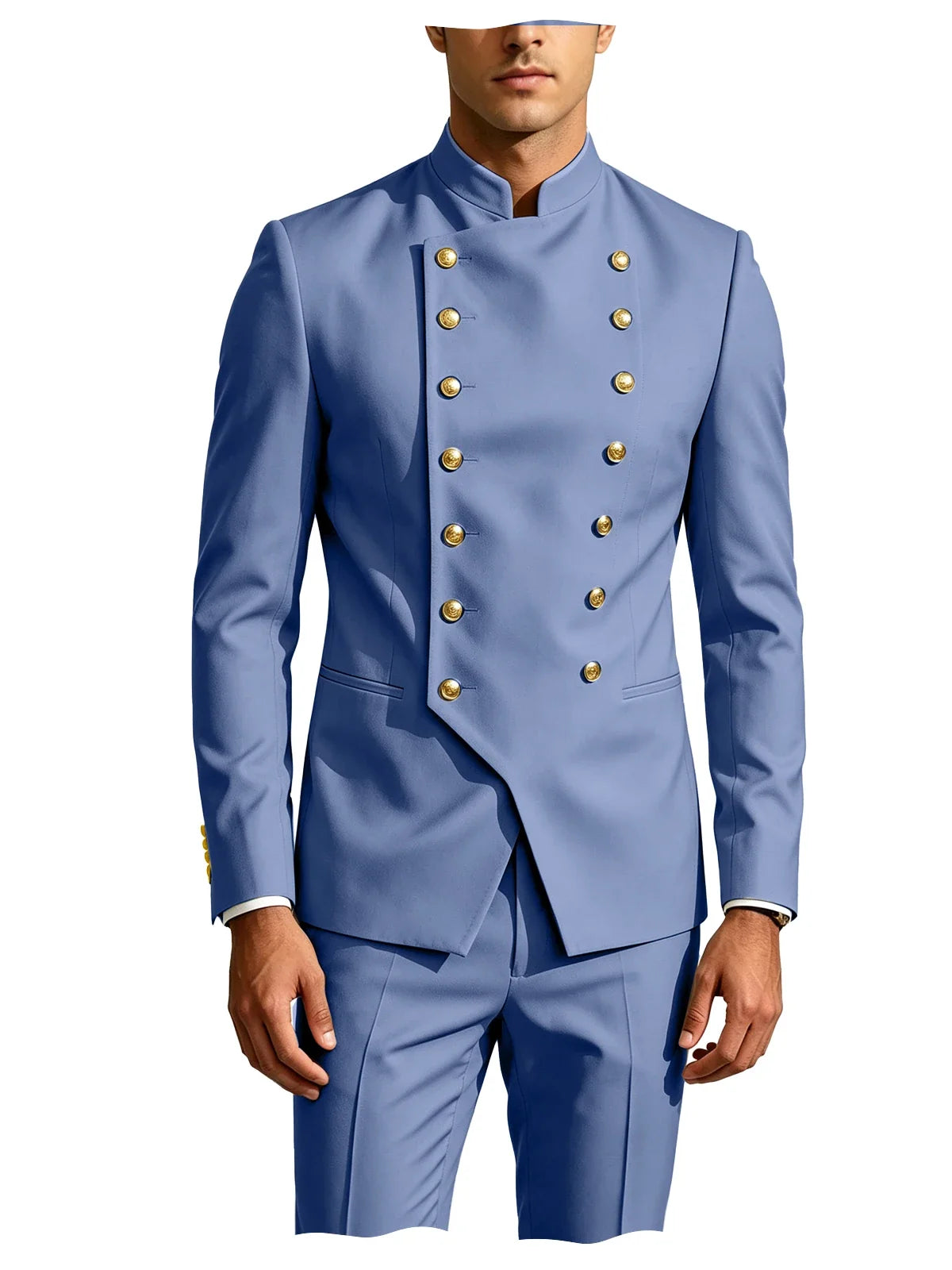 Men's Suit 2-Piece Double Breasted Slim Fit Blazer Pants Set for Wedding