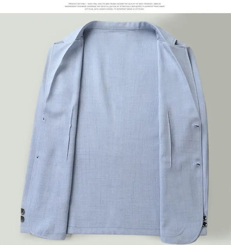 30% Linen Blazer - Men's Fashionally Fit Business Formal Wedding Gentleman English Style Breathable Versatile Casual Blazer