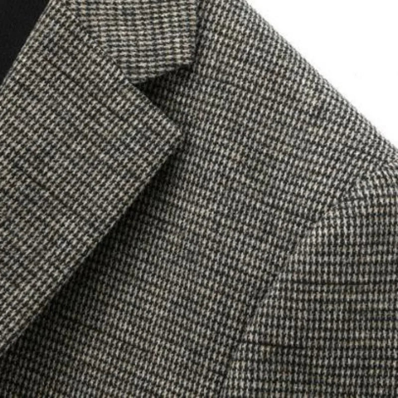 Man Suit Coat Vintage Patchwork Single-breasted Men Blazer Slim Long Sleeve Pocket Male Business Casual Outerwear