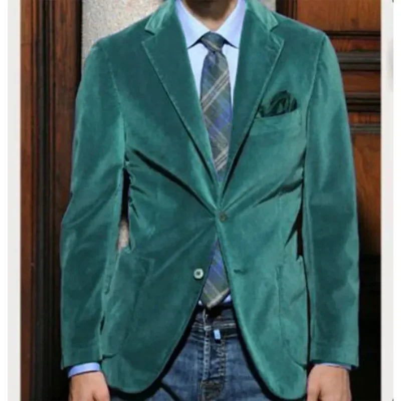 Men's Velvet Blazer Single-Breasted Slim Fit Sport Coat for Business and Formal Occasions