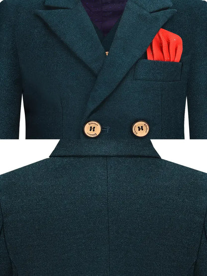 Boys Spring Autumn Suit Set Kids Wedding Birthday Party Performance Costume Children's Green Host Piano Blazer Suit