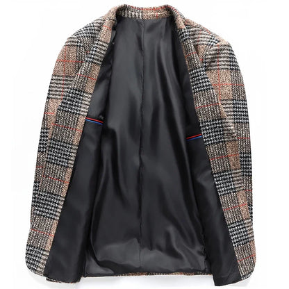 Blazer  New Stylish and Slimming Middle-aged Business Casual Checkered Wedding Banquet Host Men Outdoor Performance Blazer 2026