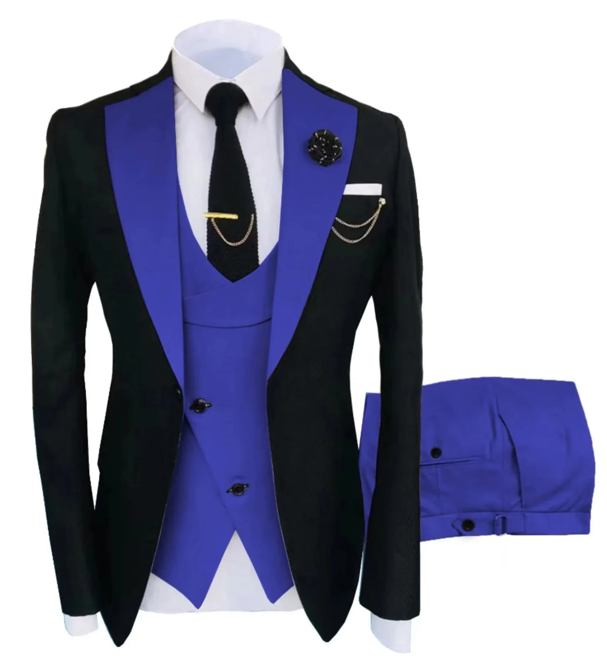 Costume de mariage 3 pièces pour homme – Veste, gilet et pantalon – Coupe ajustée – Tuxedo pour garçons d'honneur, costume pour adultes, pour les fêtes de mariage estivales à la plage