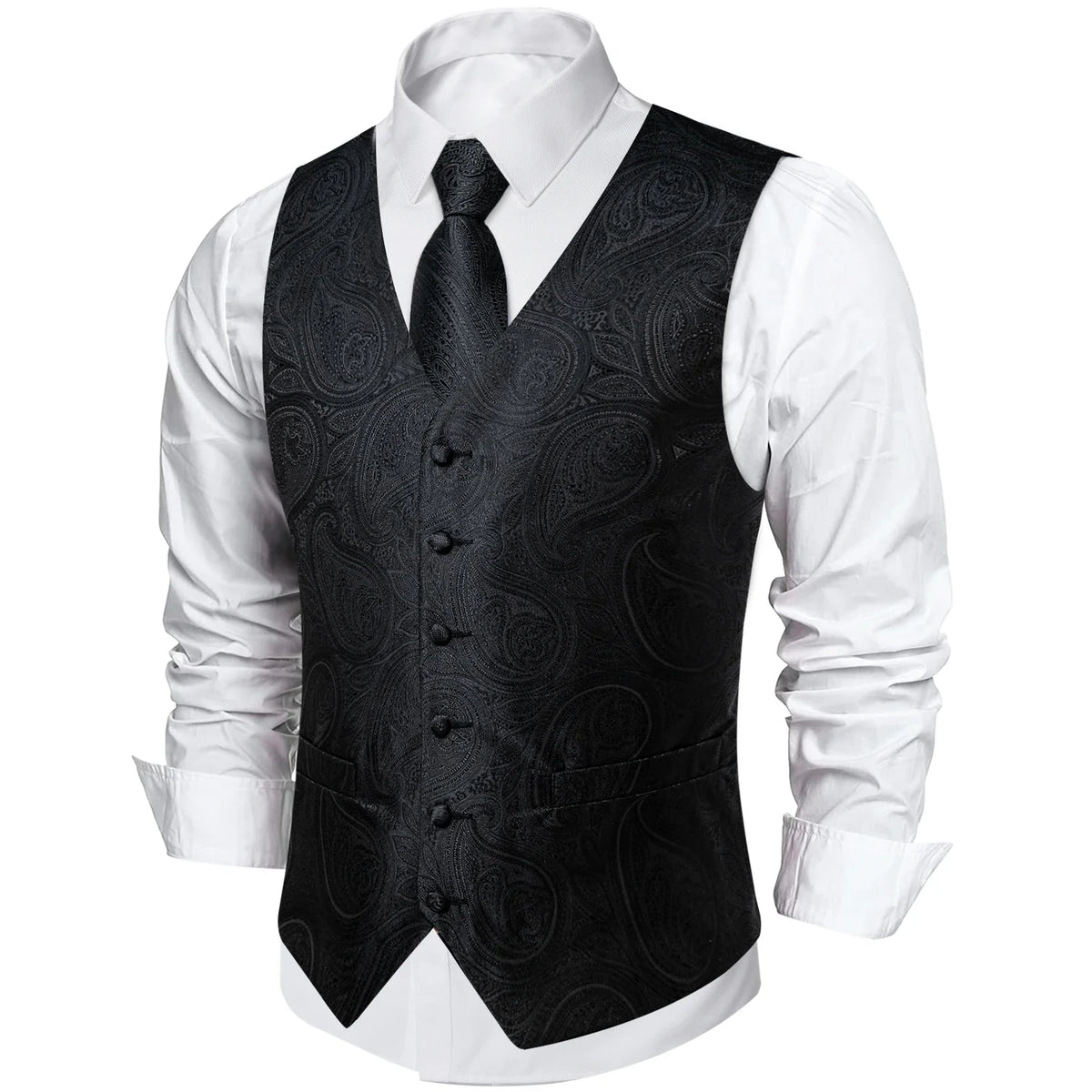 Men's Paisley Suit Vest with Tie and Handkerchief Set for Wedding and Prom