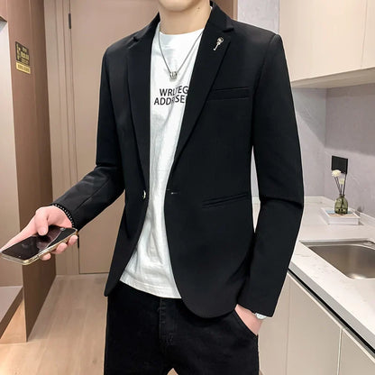 Blazer Outdoor Men's Velvet Fashion Business Korean-style Travel Wedding Solid Color Slimming Casual High Formal Wear Blazer