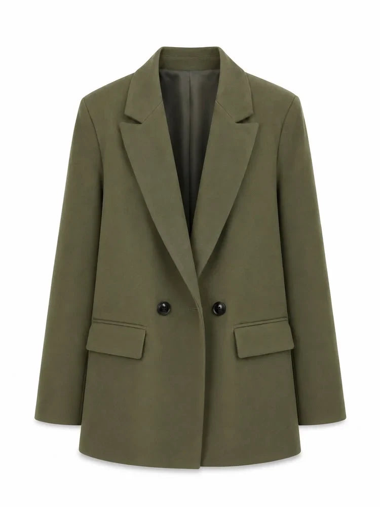 Women Double Breasted Blazer Elegant Office Lady Suit Jacket Oversized Casual Long Sleeve Blazer Spring Autumn Outerwear