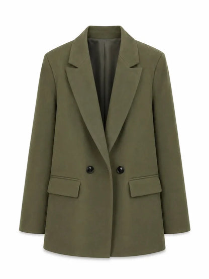 Women Double Breasted Blazer Elegant Office Lady Suit Jacket Oversized Casual Long Sleeve Blazer Spring Autumn Outerwear