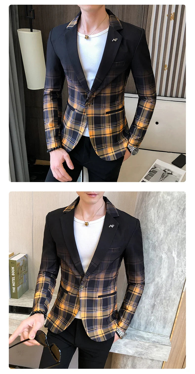 Men's Blazer Suit Jacket 2025 Spring New Fashion Korean Slim Suit Jacket Social Prom Dress Jacket Men's High Quality Clothing