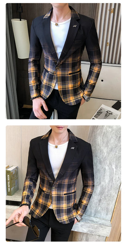 Men's Blazer Suit Jacket 2025 Spring New Fashion Korean Slim Suit Jacket Social Prom Dress Jacket Men's High Quality Clothing
