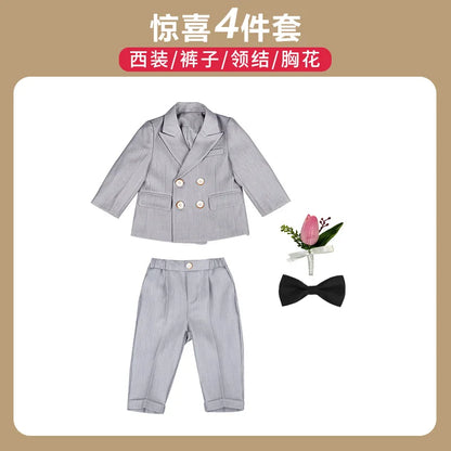 Baby Boys 1 Year Birthday Set Kids Wedding Suit Child Jacket Vest Pants Photograph Suit Children Wedding Performance Party Dress