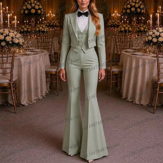 Mint Green Formal Business Women Suit Wedding Party Prom Ladies Mother Girl Tuxedos Costume 3 Piece Set Blazer Vest Pants