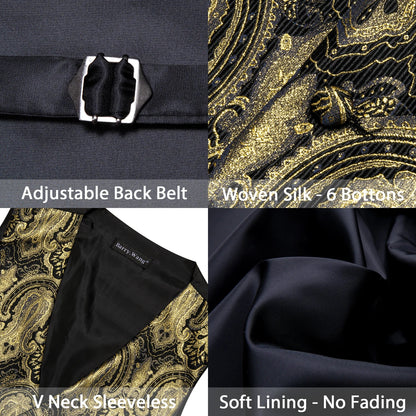 Men's Suit Vest with Matching Tie | Jacquard Paisley Waistcoat for Weddings & Formal Events