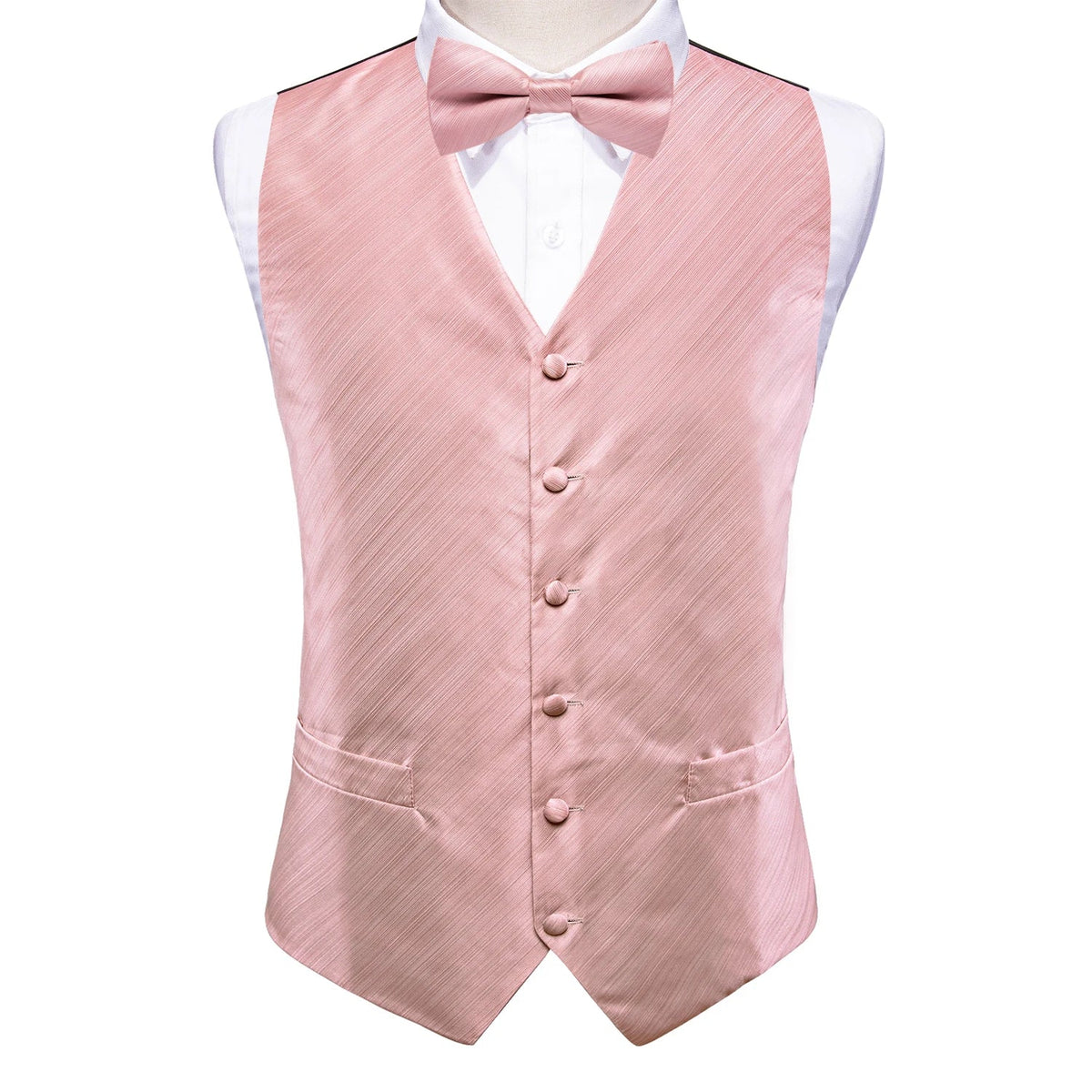 Men's Suit Vest Set – Broadcloth Waistcoat with Tie, Bowtie, Hanky & Cufflinks for Weddings & Office