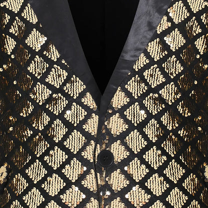 Men's Suit Jacket Autumn and Winter New High-quality Men's Polka Collar Suit Stage Banquet Hosting Party Diamond Sequin Dress