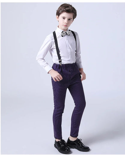 Boys Formal Vest Pants 2-Piece Suit Set for Kids – Striped Wedding & Party Wear