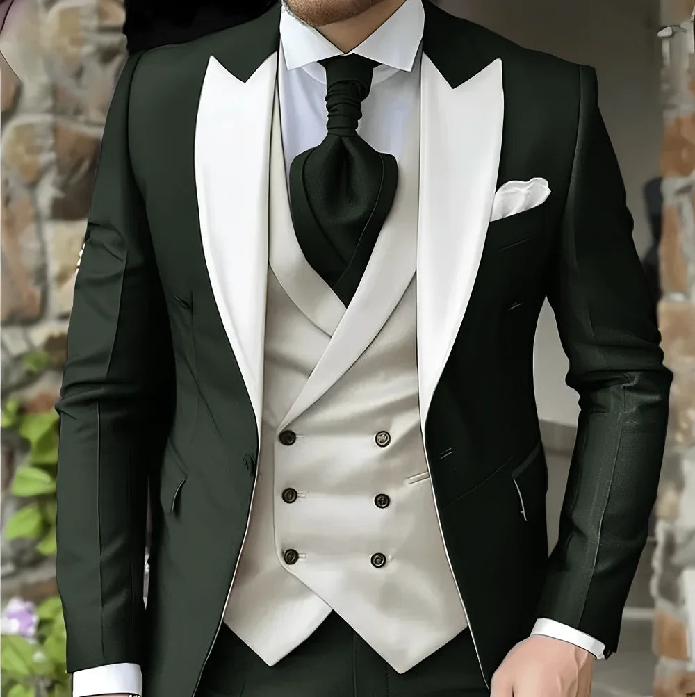 Costume de mariage pour homme à revers pointu de haute qualité coupe slim Vestes Col pointu croisé Carnavals hommes Le dernier