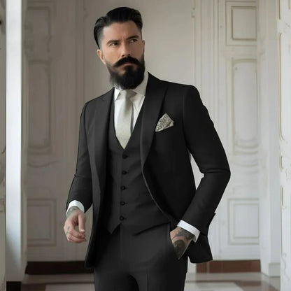 Men's Full 3 piece Single-breasted Elegant Fashion Slim Design Comfortable Commuter Wedding Dress Custom Man Suit for Men