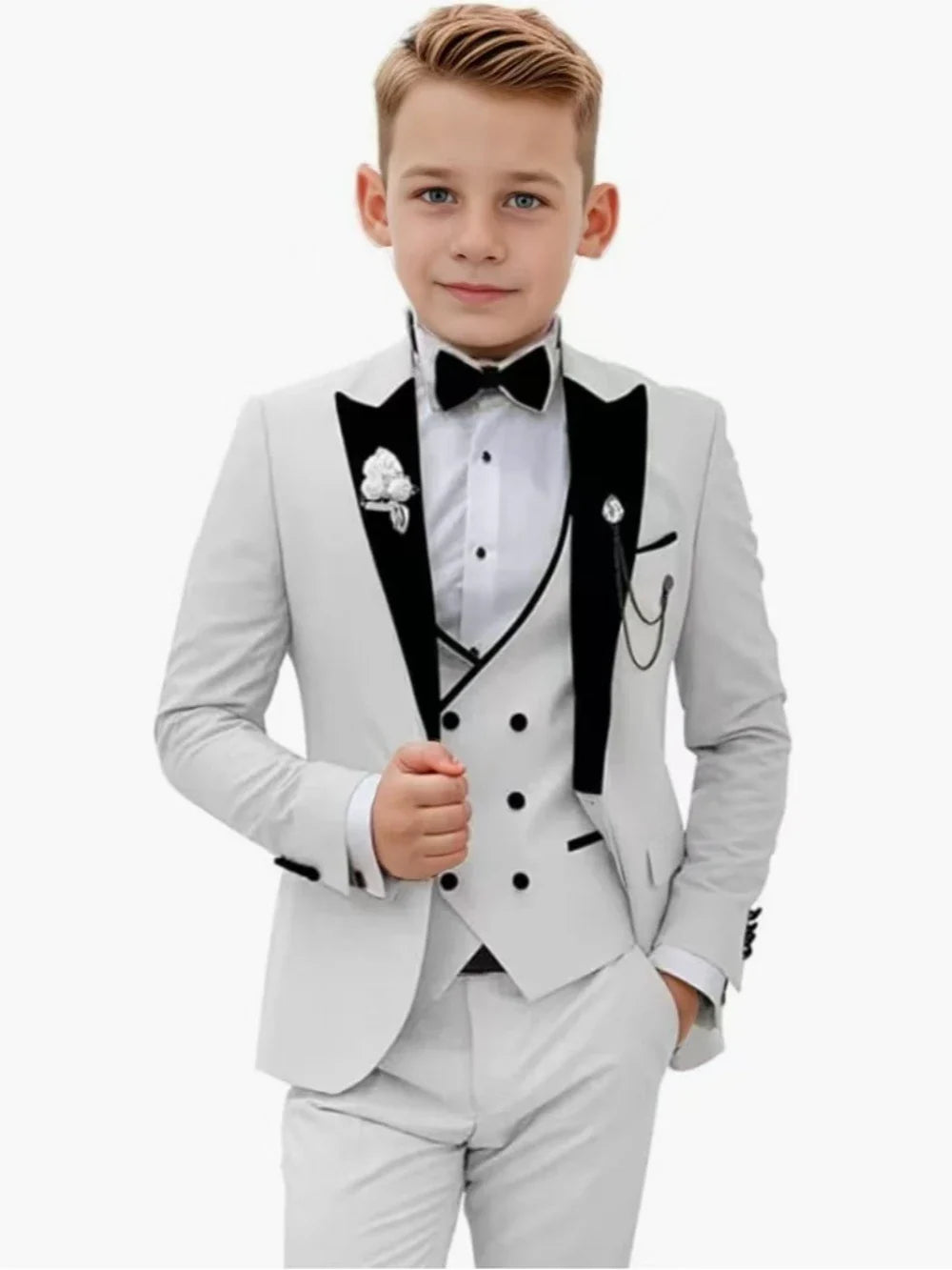 2026 Newest Multi Colors Boys Slim Fit Suits 3 Pieces Wedding Ring Bearer Outfit Chic Velvet Collar Kids Suit Set Party Tuxedo