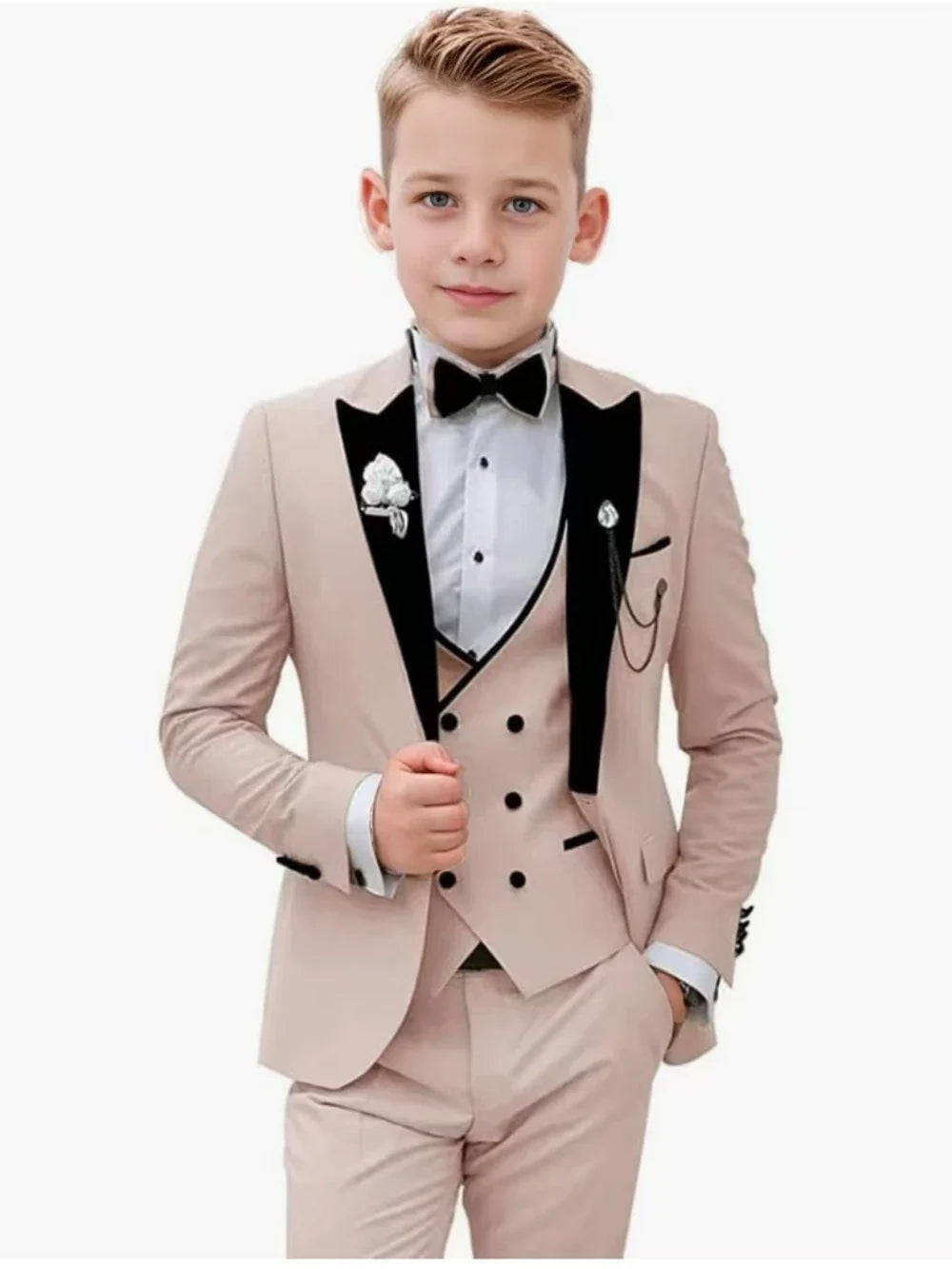 2026 Newest Multi Colors Boys Slim Fit Suits 3 Pieces Wedding Ring Bearer Outfit Chic Velvet Collar Kids Suit Set Party Tuxedo