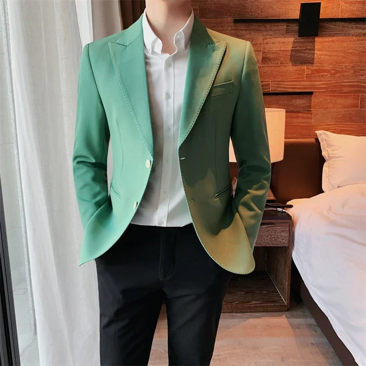 2022 Classic Green Blue Jacket Uniform Groom Tuxedos Mens Wedding Suits Peaked Lapel Man Business Blazer Groomsmen Prom Dress