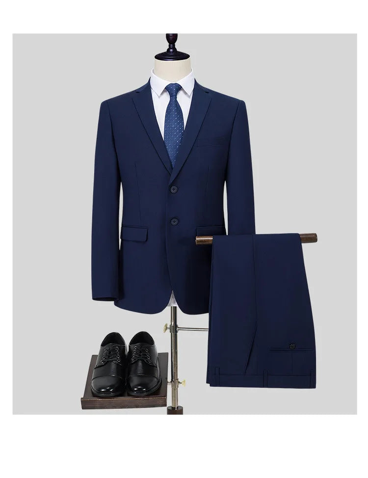 Men's Slim Fit Single Breasted Suit – Casual & Formal Two-Piece Set for Weddings & Business