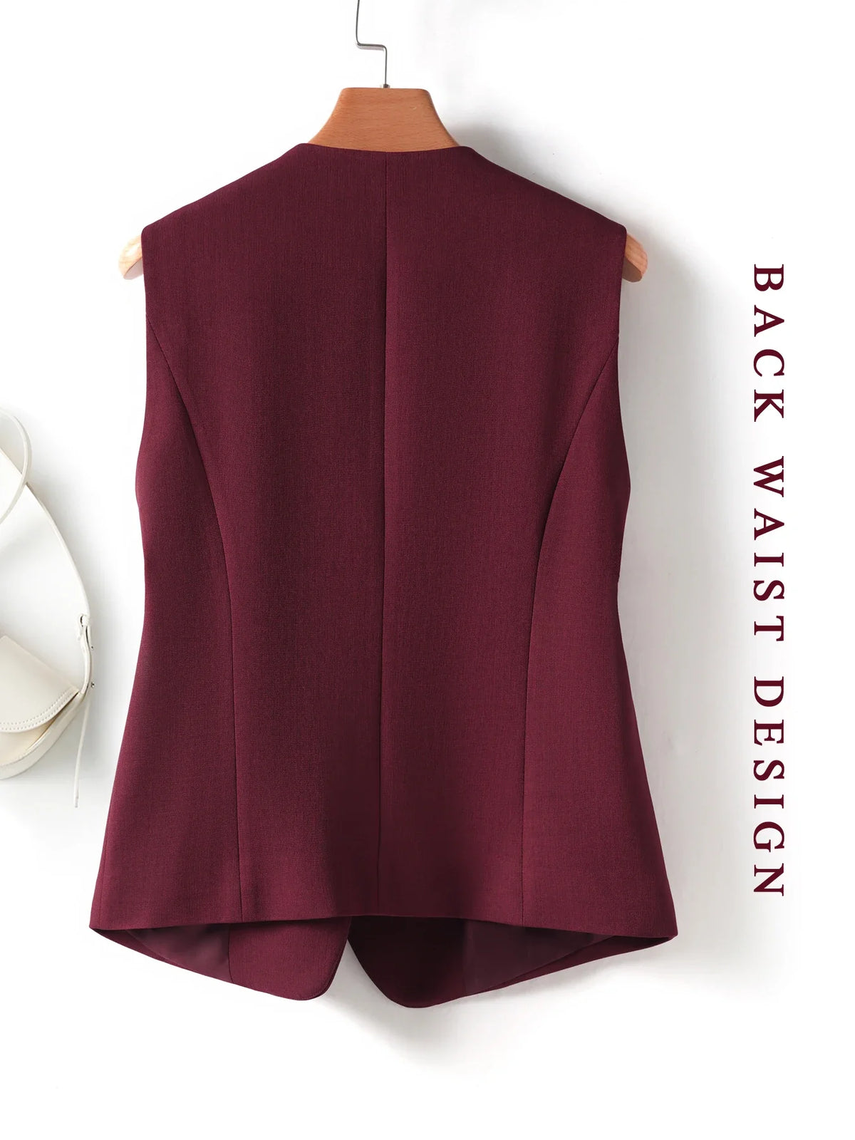 Whitevneck Short Vest for Women Spring & Fall Single-Breasted Slim Workplace Elegant Fashionable Top