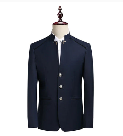 Suit (Blazer+ Pants) Men's Fashion Gentleman Business Outdoor Standing Collar Gentleman Wedding Work Casual MAO Suit