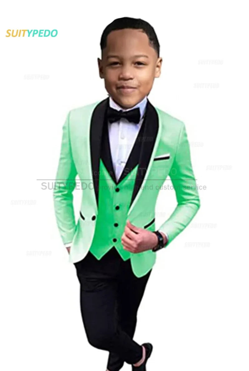 Elegant Lavender Boy's Suit Set Evening Party Classic Children's Clothing Kids Baptism Formal 3 Pieces Custome Blazer Vest Pants