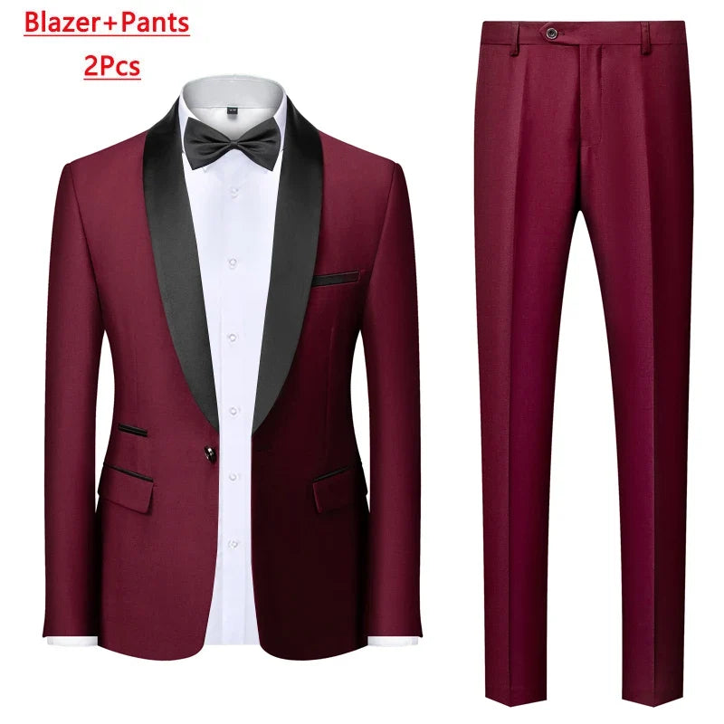 Men's Slim Fit Formal Suit Set – Blazer, Vest & Pants for Weddings & Parties