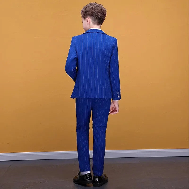 Teenager Kids Tuxedo Costume Children Luxurious Jacket Vest Pants Bowtie 4PCS Photograph Suit Flower Boys Formal Wedding Dress