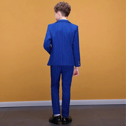 Teenager Kids Tuxedo Costume Children Luxurious Jacket Vest Pants Bowtie 4PCS Photograph Suit Flower Boys Formal Wedding Dress