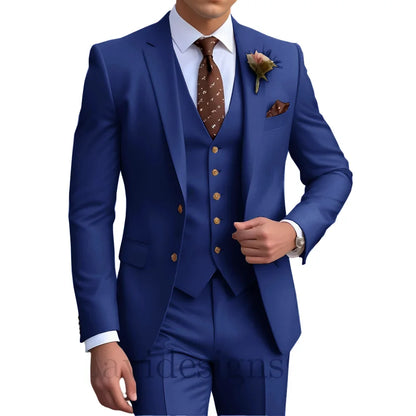 Elegant Men's Wedding Tuxedo Slim Blazer Pants Vest 3 piece Suit XS-5XL Custom Youth Suit 2025 New Style Suits